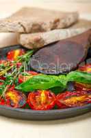 baked cherry tomatoes with basil anf thyme