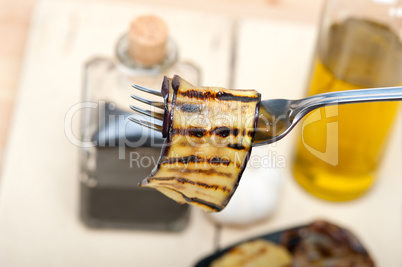 grilled eggplant oubergine on a fork