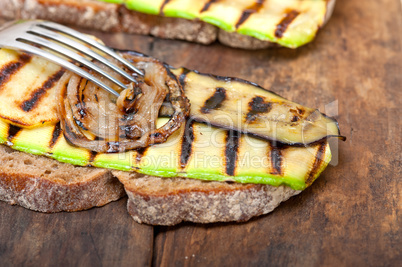 grilled vegetables on bread