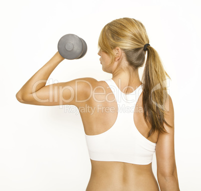 Female with dumbbells