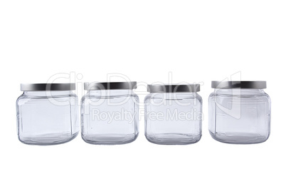 Set of empty glass jars