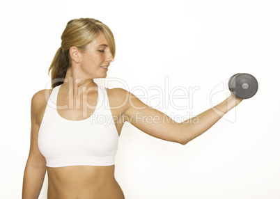 Weight training young woman