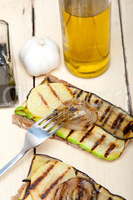 grilled vegetables on bread