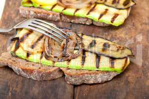 grilled vegetables on bread