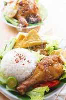 Malaysian food nasi ayam penyet