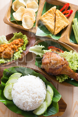 Asian food nasi ayam penyet