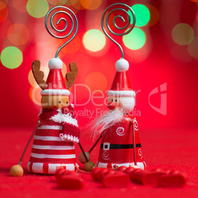 Christmas decor on red background