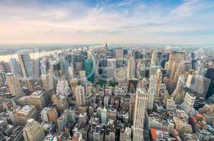 Amazing skyline of Manhattan. New York aerial view