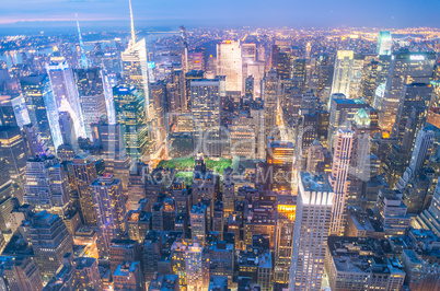 Amazing skyline of Manhattan. New York aerial view
