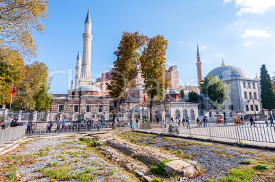 ISTANBUL, TURKEY - SEPTEMBER 14, 2014: Tourists walk in Sultanah