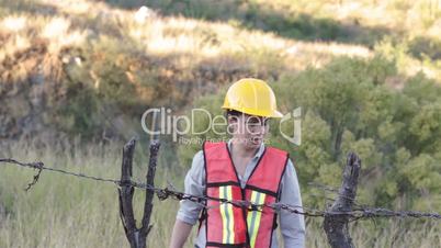 Woman Worker Barbed Wire Fence