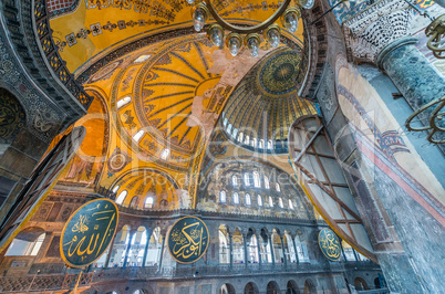 The Hagia Sophia (also called Hagia Sofia or Ayasofya) interior