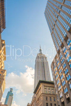 Skyline of Manhattan as seen from street level