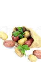 gelbe und rote Kartoffeln im Sack