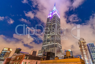 NEW YORK, NY - MAY 2013: The top of the Empire State Building at