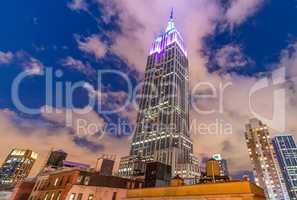 NEW YORK, NY - MAY 2013: The top of the Empire State Building at