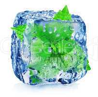 Mint in ice cube