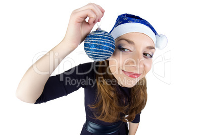 Portrait of the woman with christmas ball