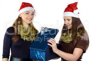 Young woman gives the gift another one