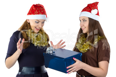 Portrait of smiling women with the gift