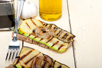 grilled vegetables on bread