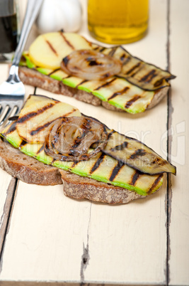 grilled vegetables on bread