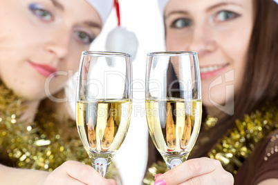 Portrait of two women with the glasses