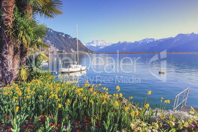 Geneva lake at Montreux, Vaud, Switzerland