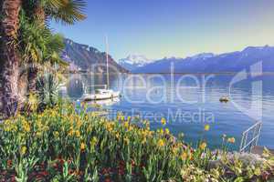 Geneva lake at Montreux, Vaud, Switzerland