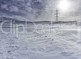 High voltage post in the mountain