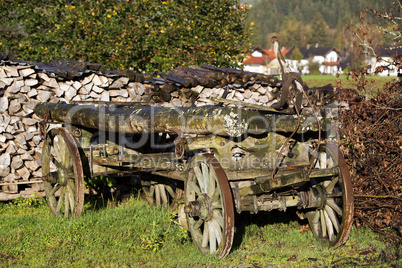 Old pile of wood in the countryside