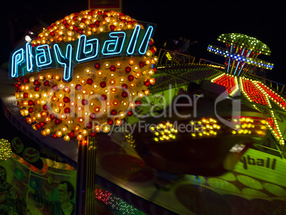 Beautiful illuminated atmosphere at the Oktoberfest in Munich