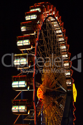 Ferris wheel at the Oktoberfest at night