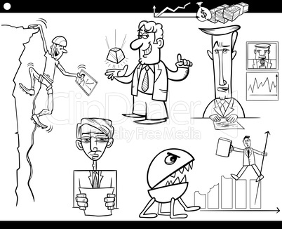 business cartoon concepts and ideas set