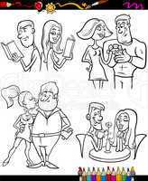 couples set cartoon coloring page