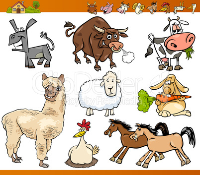 farm animals set cartoon illustration