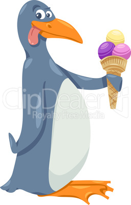 penguin with ice cream cartoon