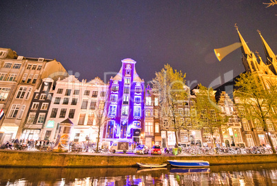 Channels and historic buildings in Amsterdam. Typical Amsterdam