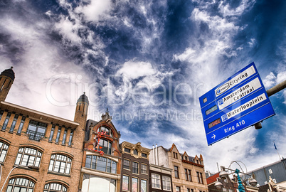 Amsterdam. City streets signs and directions