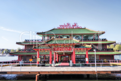 Beautiful Chinese Temple with green roof