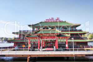 Beautiful Chinese Temple with green roof