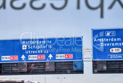 Amsterdam. City streets signs and directions