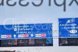 Amsterdam. City streets signs and directions