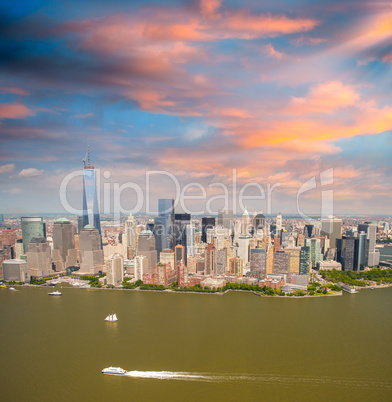 Manhattan skyline, aerial view of New York