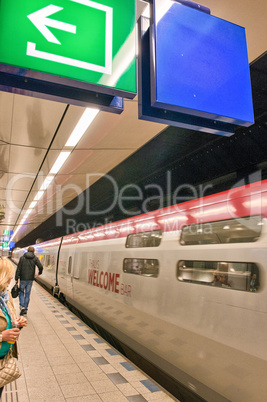 AMSTERDAM, APR 29: Hi speed train arrives in Airport Station, Ap