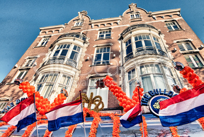 Amsterdam. Typical city buildings on a sunny day