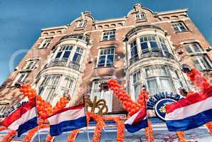 Amsterdam. Typical city buildings on a sunny day