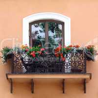 Classic balcony with flowers