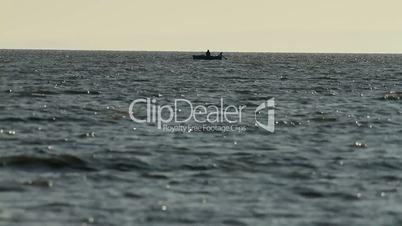 Landscape from lake Balaton with fisherboat
