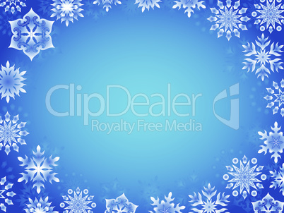 Greeting card with azure snowflakes
